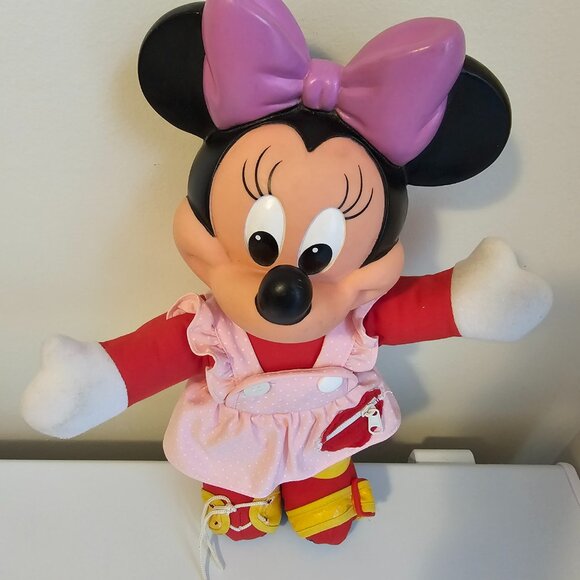 Mattel Disney Minnie Mouse Learn To Dress Rubber Face Doll Pink Vintage 14" - Picture 2 of 14
